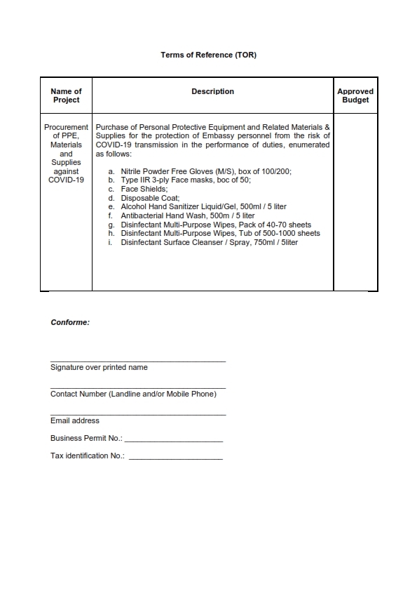 RFQ TOR. COVID Supplies 002