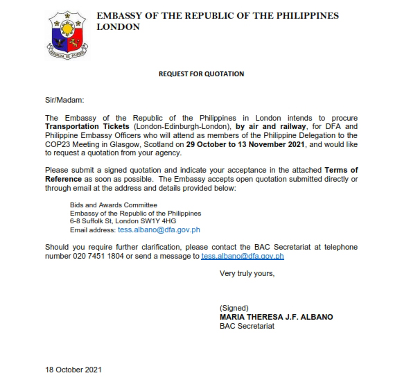RFQ TOR. Plane Railway Tickets.PhilDel to COP26.29 October to 13 Nov 2021 001