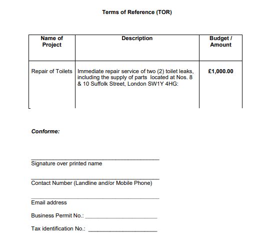 RFQ TOR.Repair of Toilets.Diplomacy 02