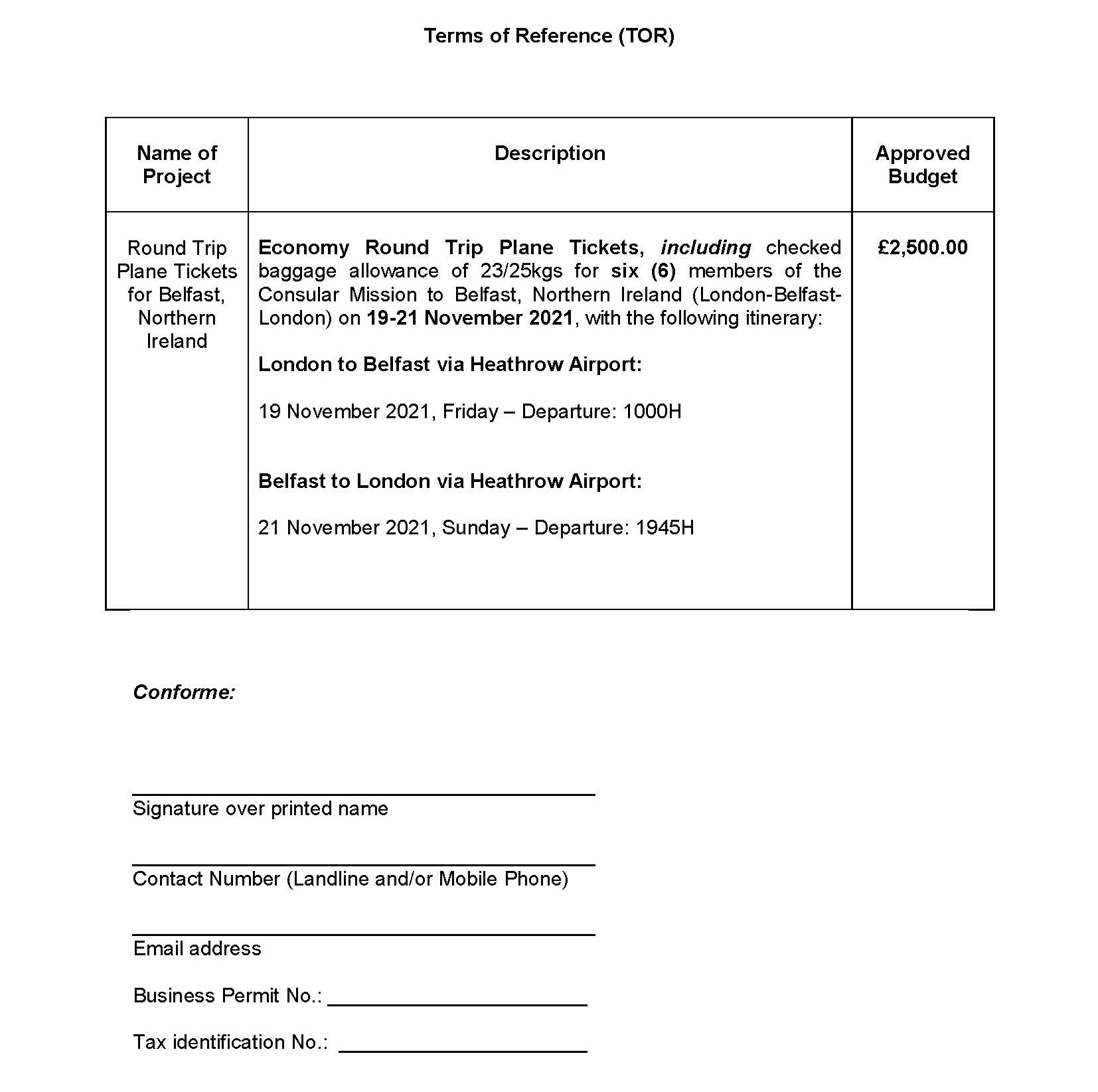 RFQ TOR. Plane Tickets.Consular Mission to Belfast on 19 Nov 2021 Page 2 web