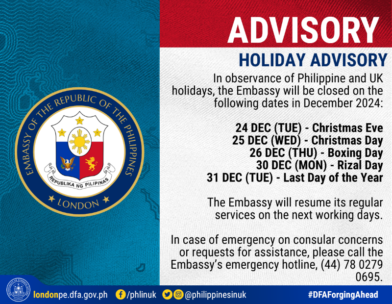 Holiday advisory Dec 2024