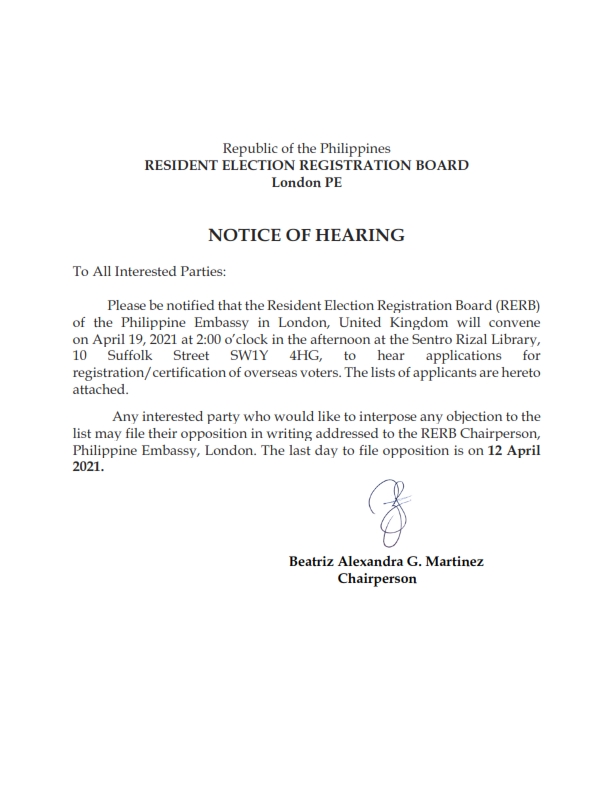 Notice of Hearing 19 April 2021 001