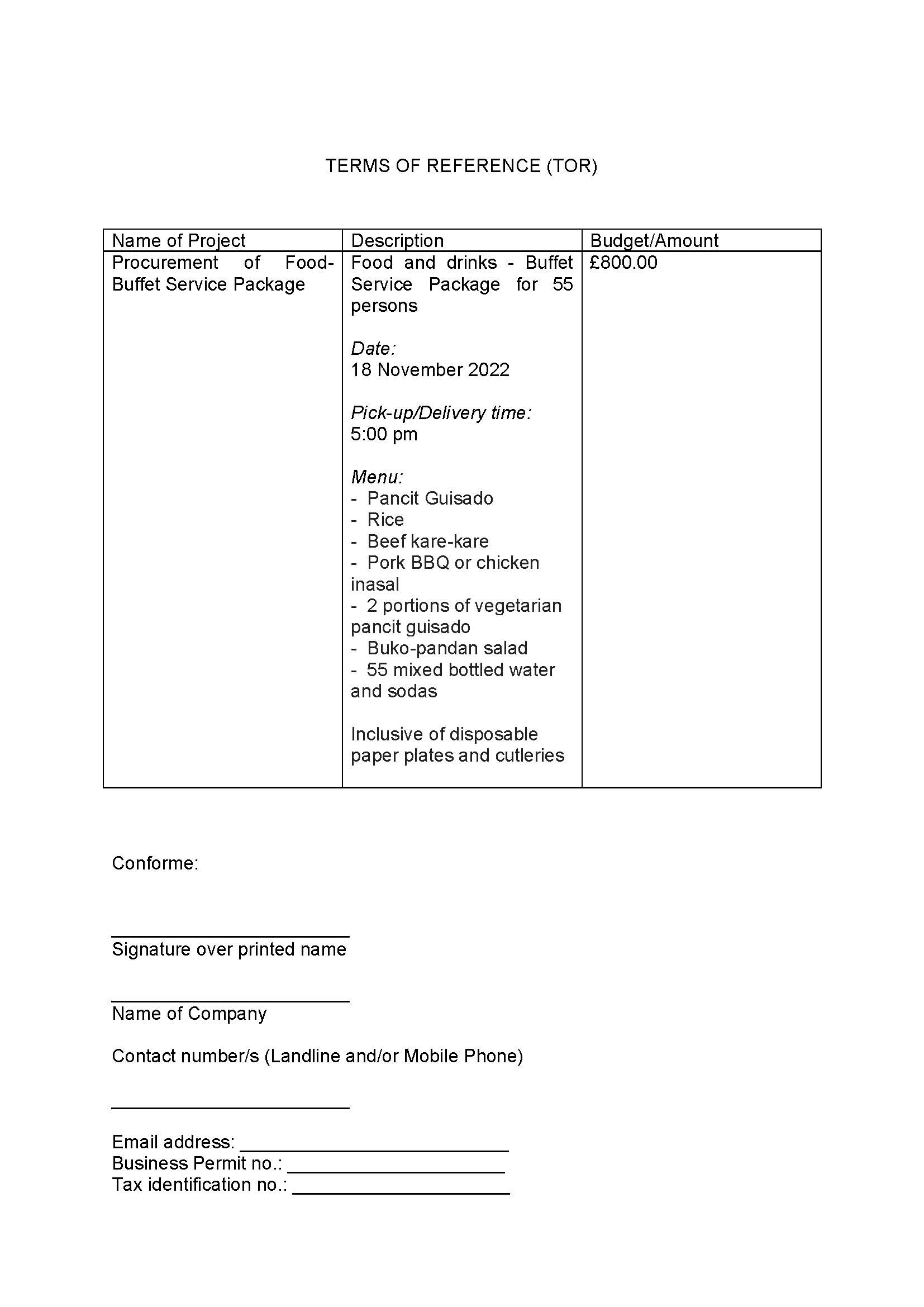 RFQ TOR.FOOD PACKAGE.18 NOV 2022 Page 2