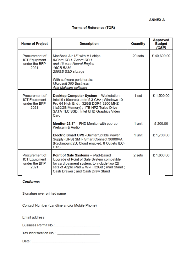 RFQ TOR.ICT EQUIPMENT e.g.MACBook etc.2021 BFP.final draft 002