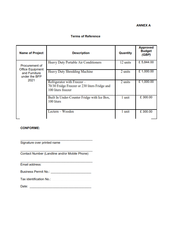 RFQ TOR.OFFICE EQUIPMENT FURNITURE.2021 BFP.final draft 002