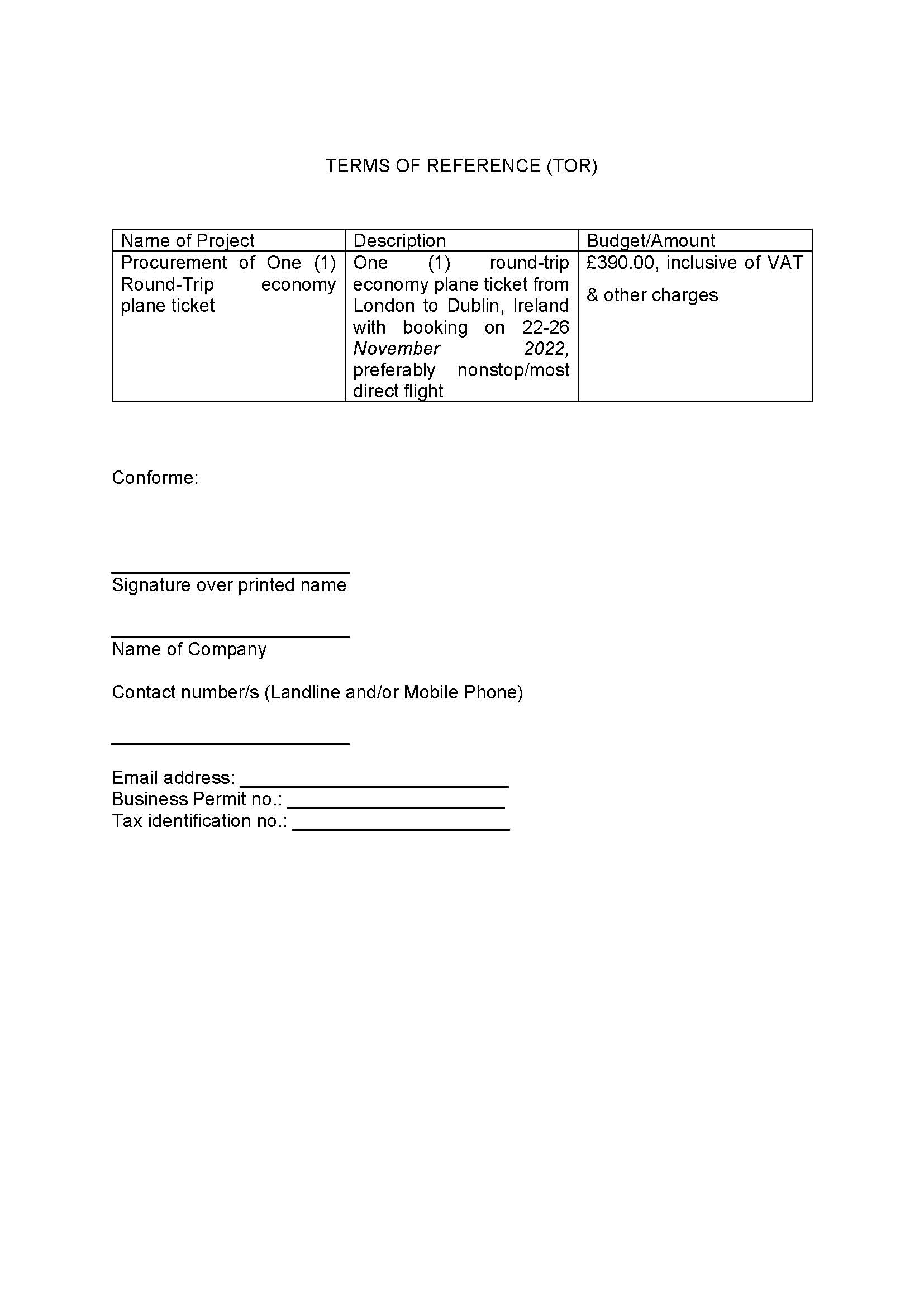 RFQ TOR.PLANE TICKETS.DUBLIN.22 26 NOV 2022 Page 2