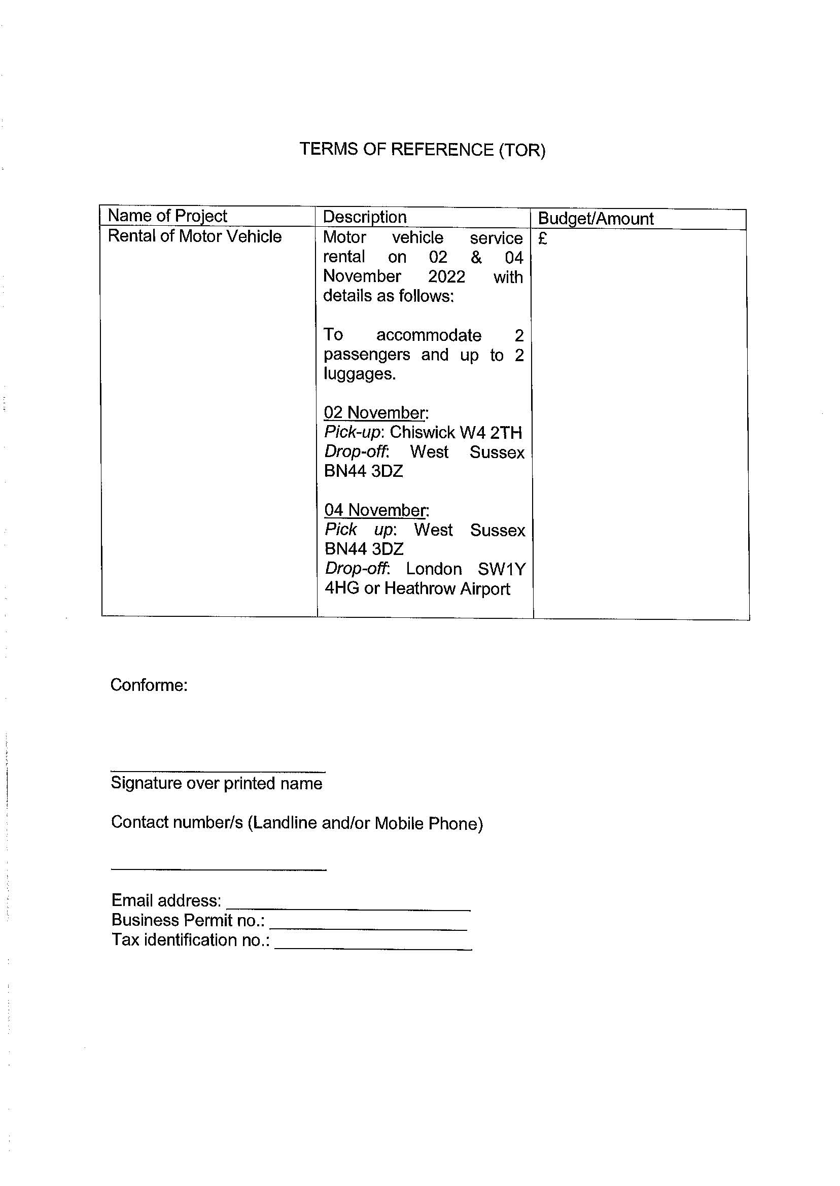 RFQ TOR.VEHICLE SERVICE RENTAL.02 04 NOV 2022 Page 2