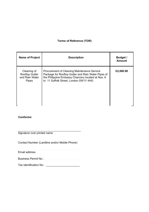 RFQ TOR. 2022 ROOFTOP GUTTER CLEANING MAINTENANCE SERVICE 002