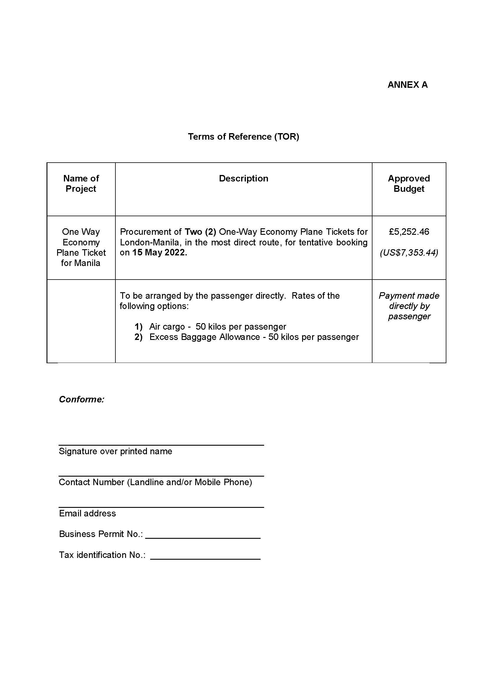 RFQ TOR. PLANE TICKET Page 2