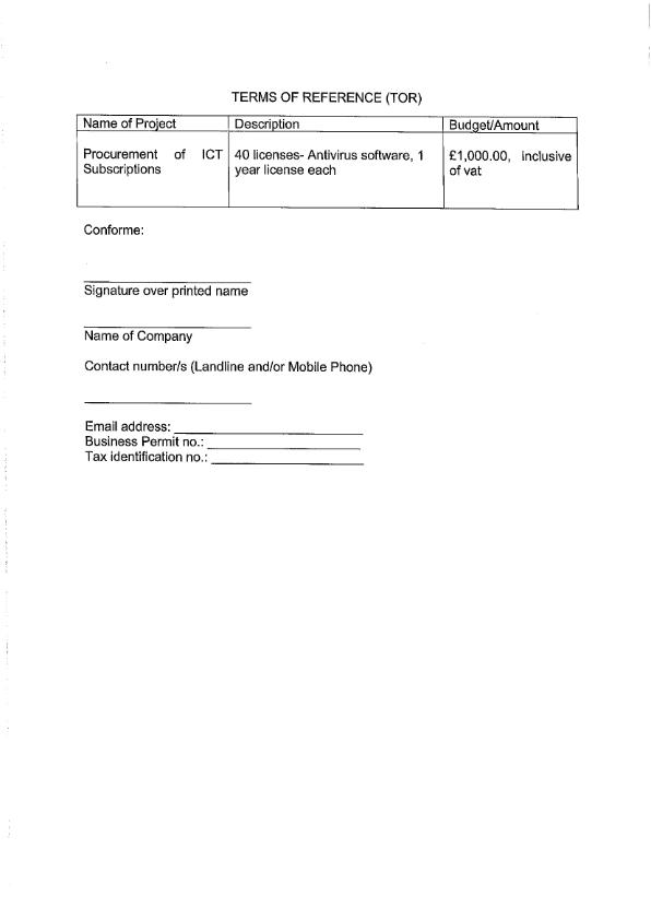 RFQ TOR.ANTIVIRUS SOFTWARES 002