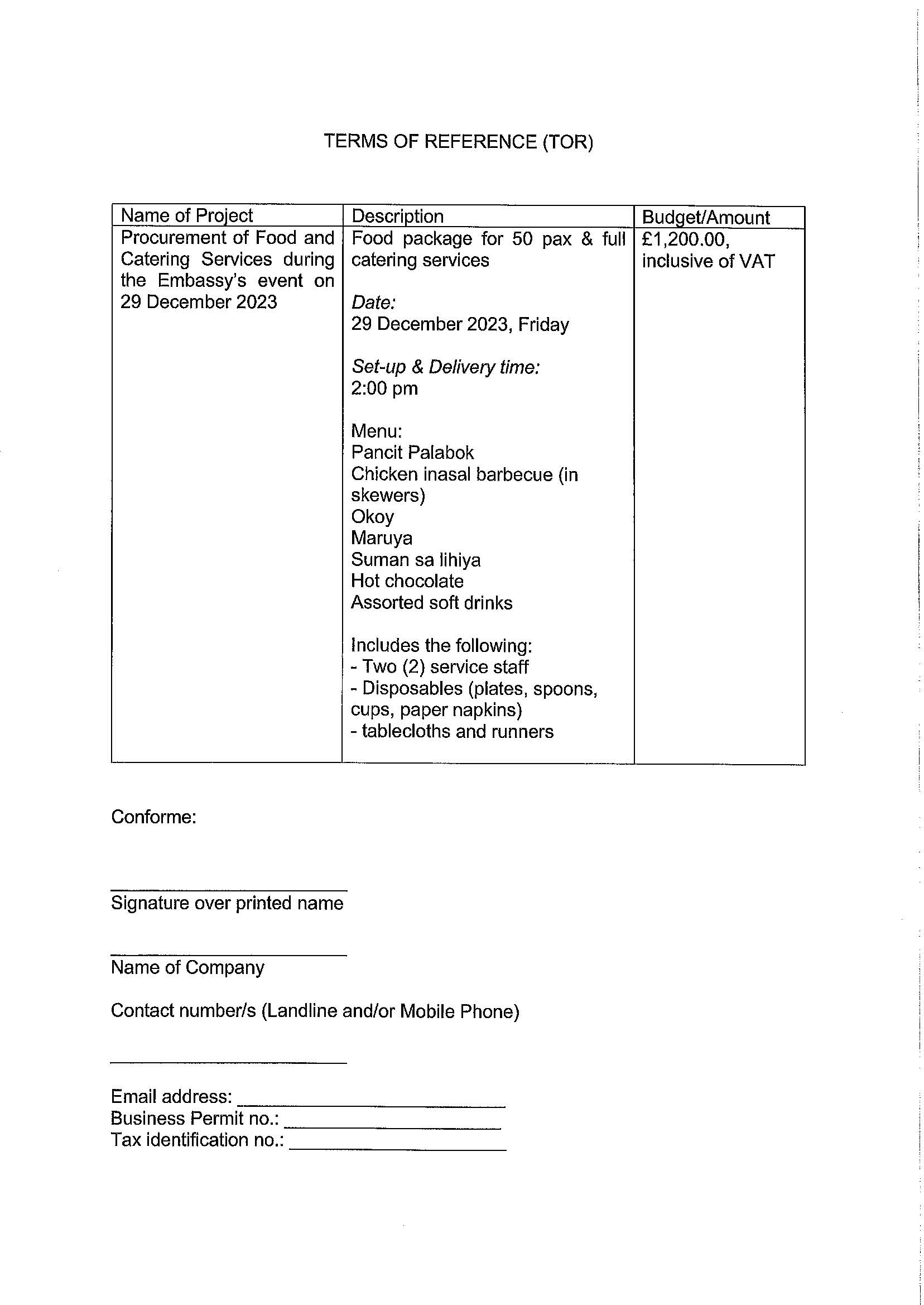 RFQ TOR.CATERING SERVICES ON 29 DEC 2023 Page 2