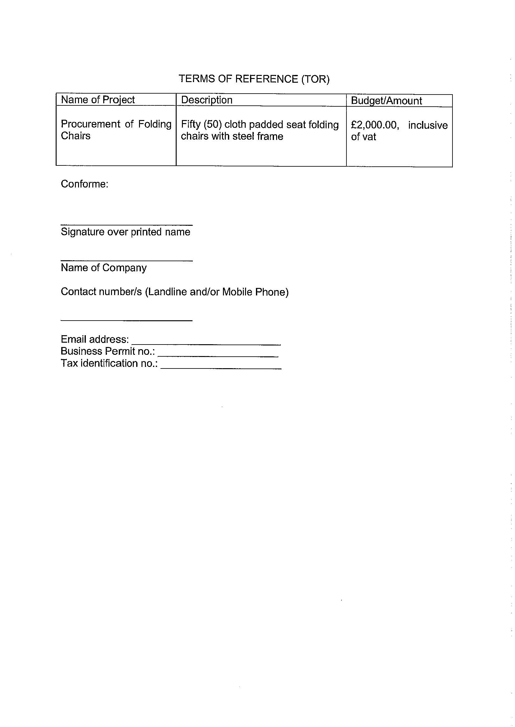 RFQ TOR.FOLDING CHAIRS Page 2