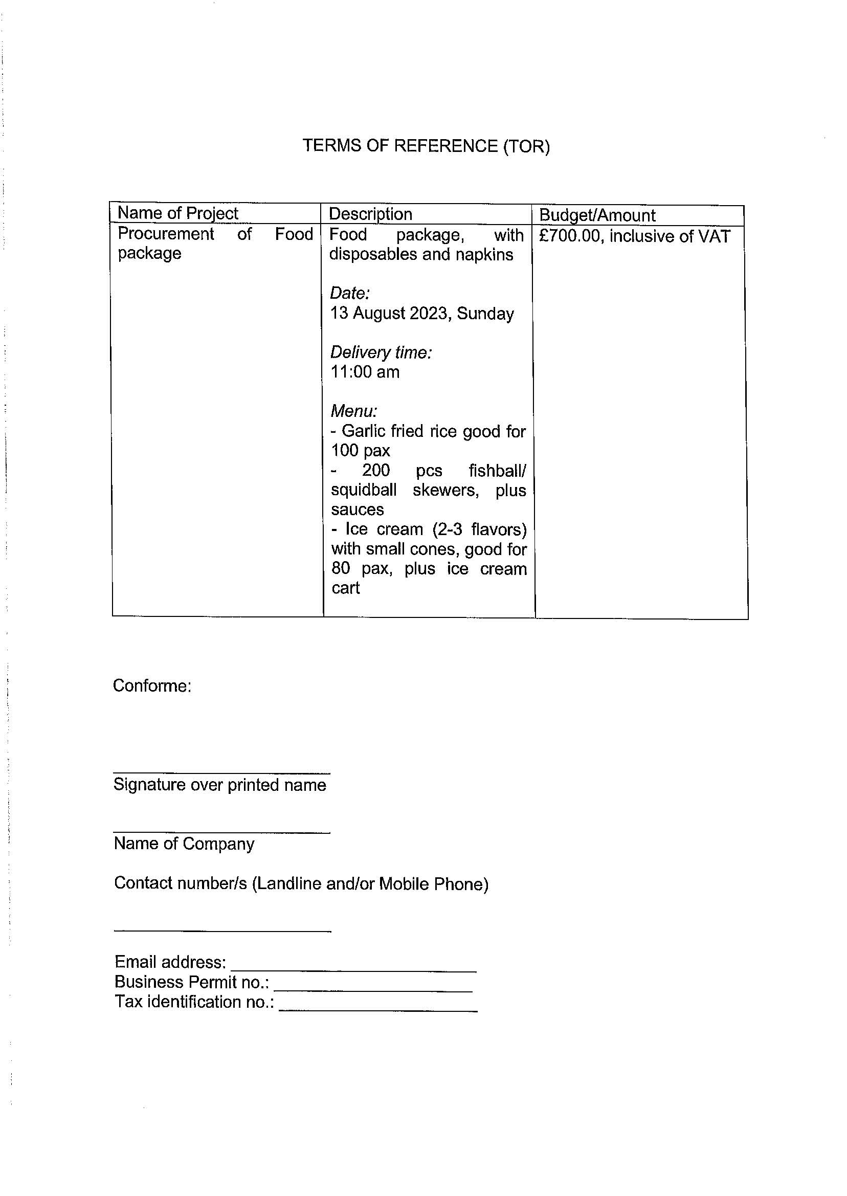 RFQ TOR.FOOD PACKAGE ON 13 AUG 2023 1 Page 2