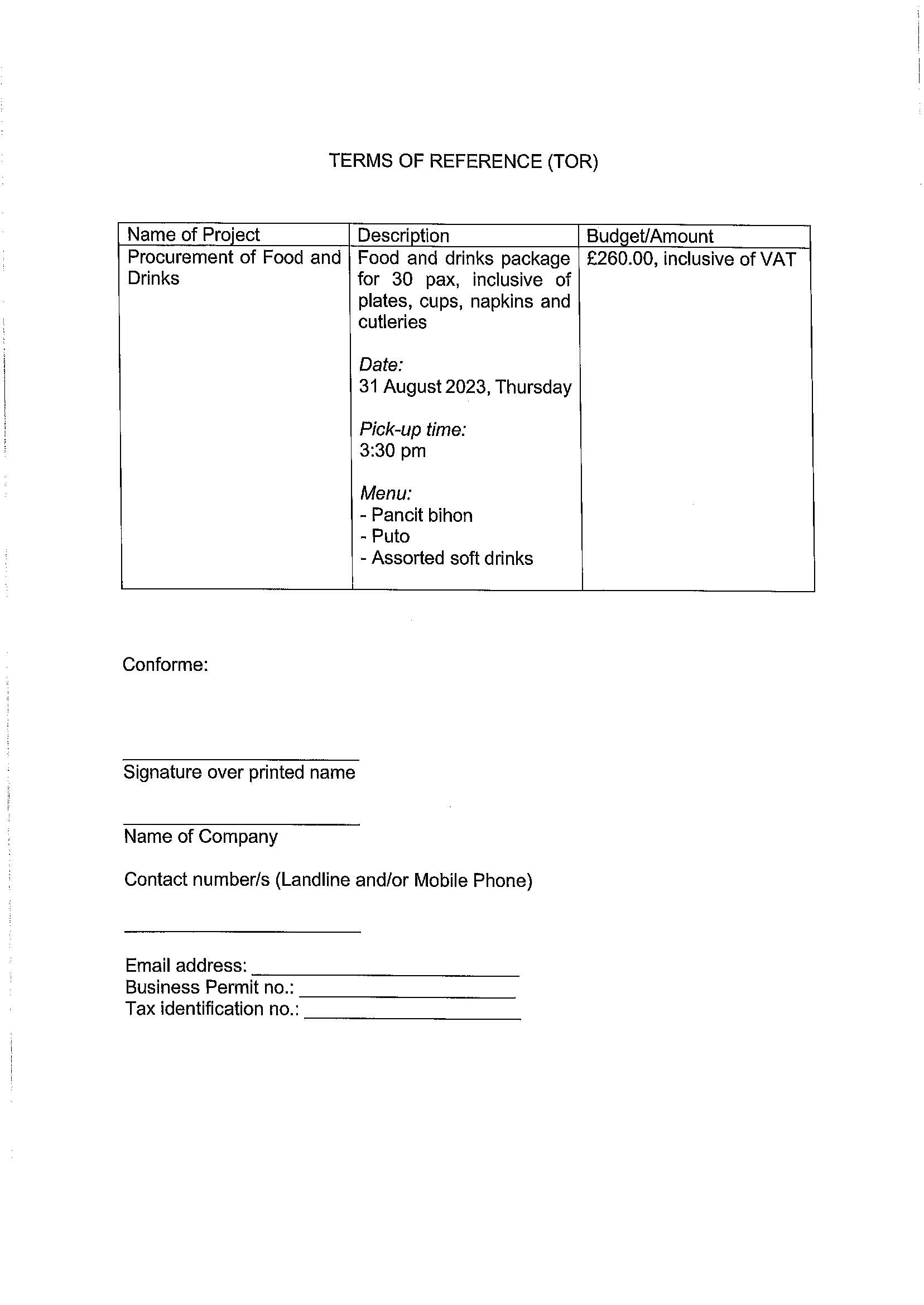 RFQ TOR.FOOD DRINKS ON 31 AUG 2023 Page 2