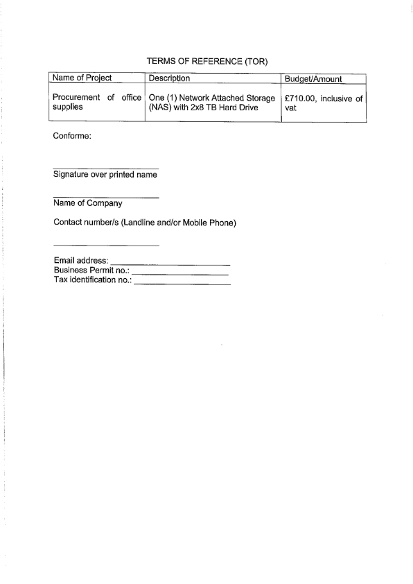 RFQ TOR.NETWORK ATTACHED STORAGE 002