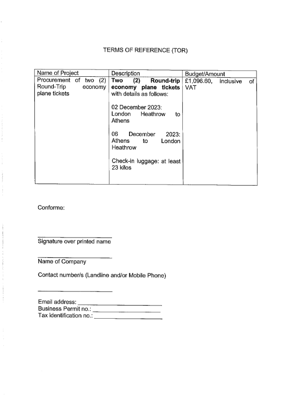 RFQ TOR.PLANE TICKETS TO ATHENS 002