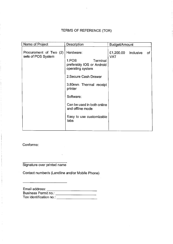 RFQ TOR.POS SYSTEMS 002