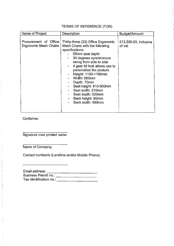 RFQ TOR.PURCHASE OF OFFICE ERGONOMIC MESH CHAIRS 002