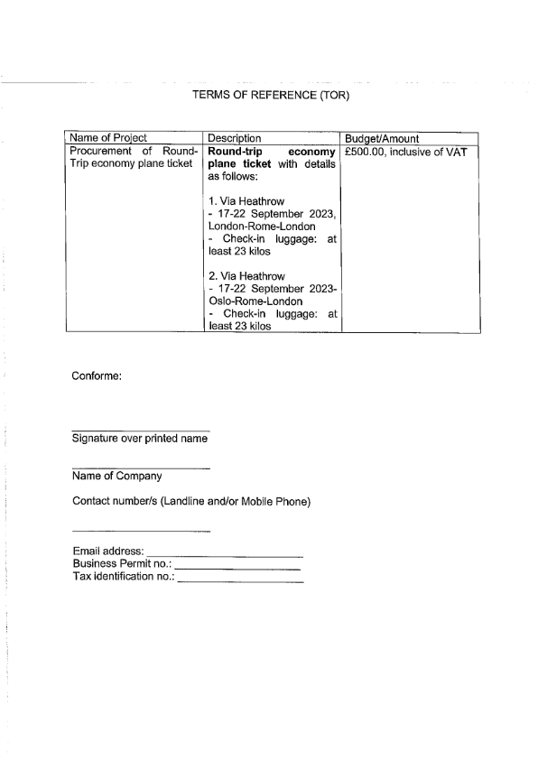 RFQ TOR.ROUNDTRIP TICKET TO ROME.17 22 SEP 2023 002