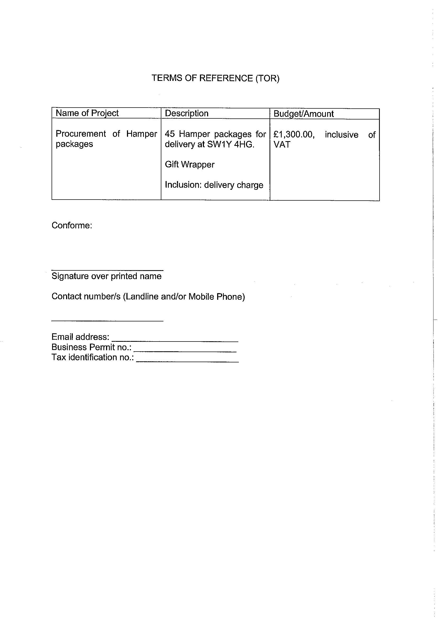 PROCUREMENT OF HAMPER PACKAGES Page 2