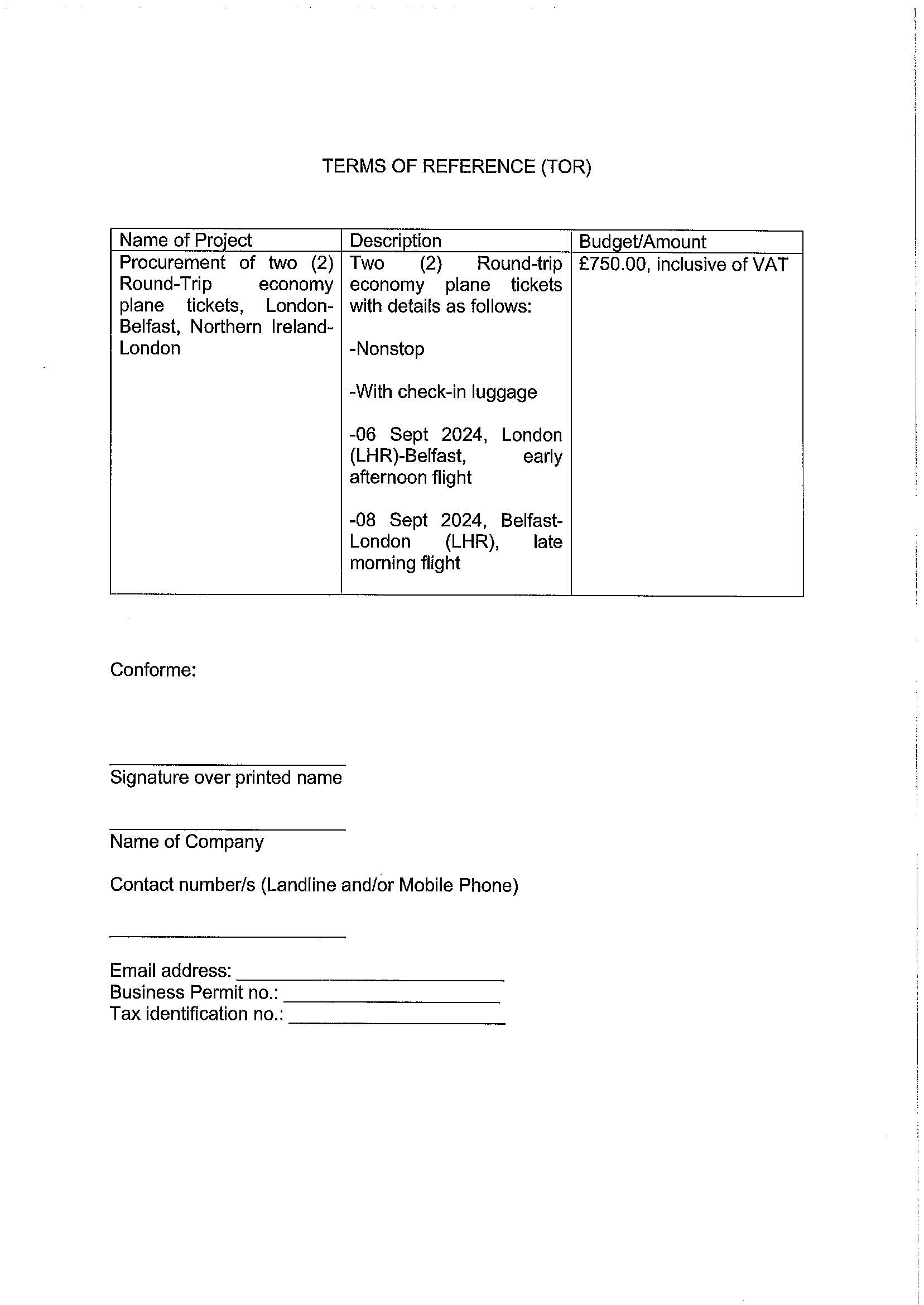 RFQ.2 PLANE TICKETS TO BELFAST Page 2