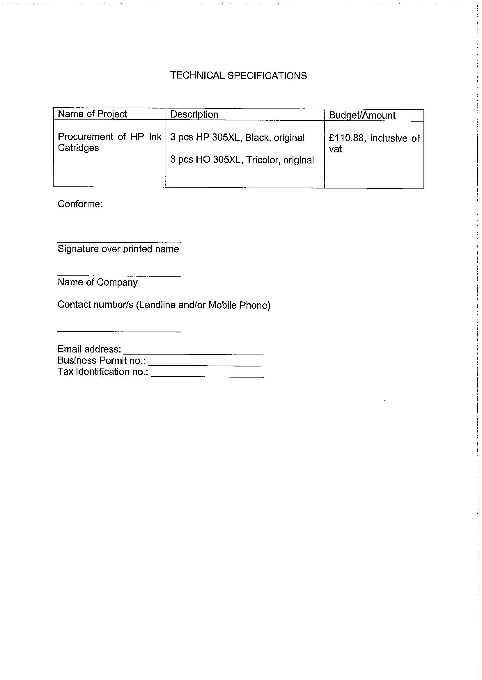 RFQ.HP INK CARTRIDGES Page 2