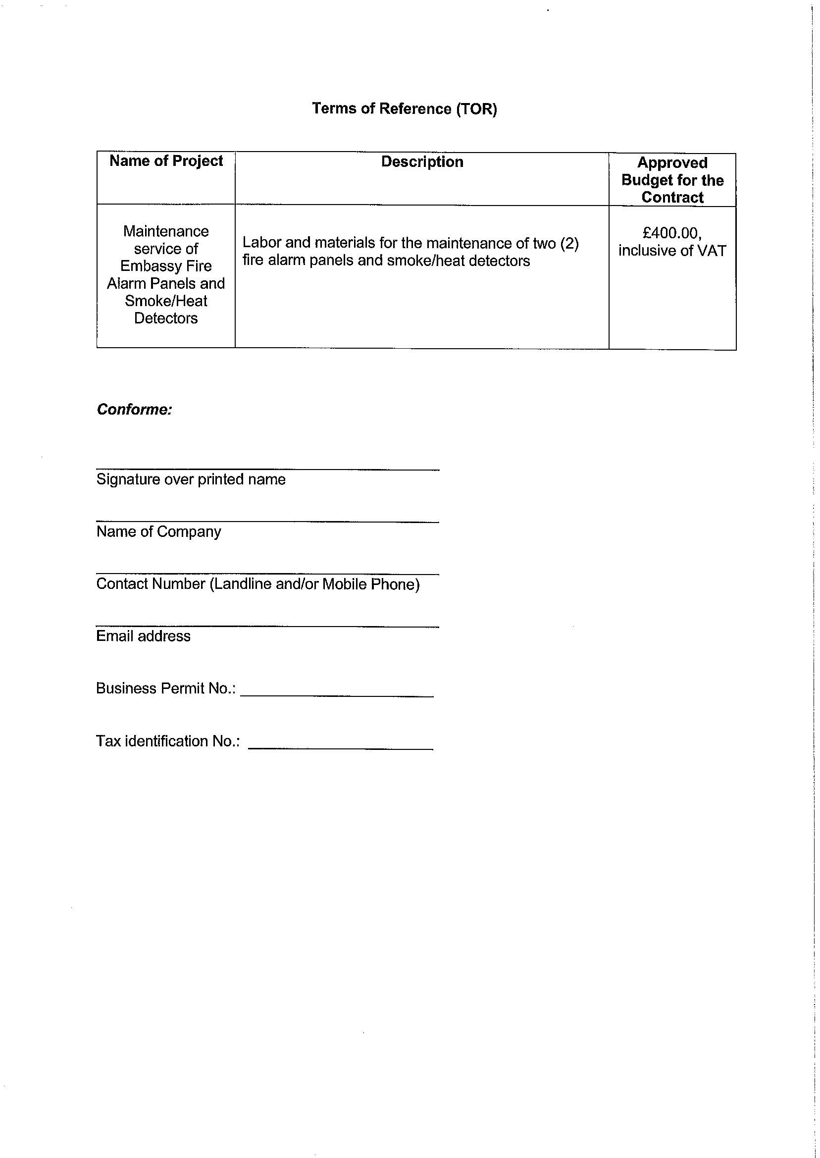 RFQ.MAINTENANCE OF FIRE ALARM PANELS SMOKE DETECTORS Page 2