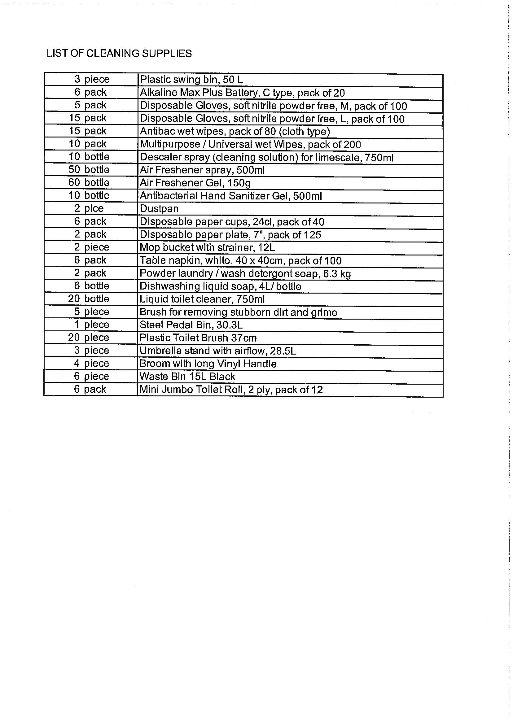 RFQ.PROCUREMENT OF CLEANING SUPPLIES Page 3