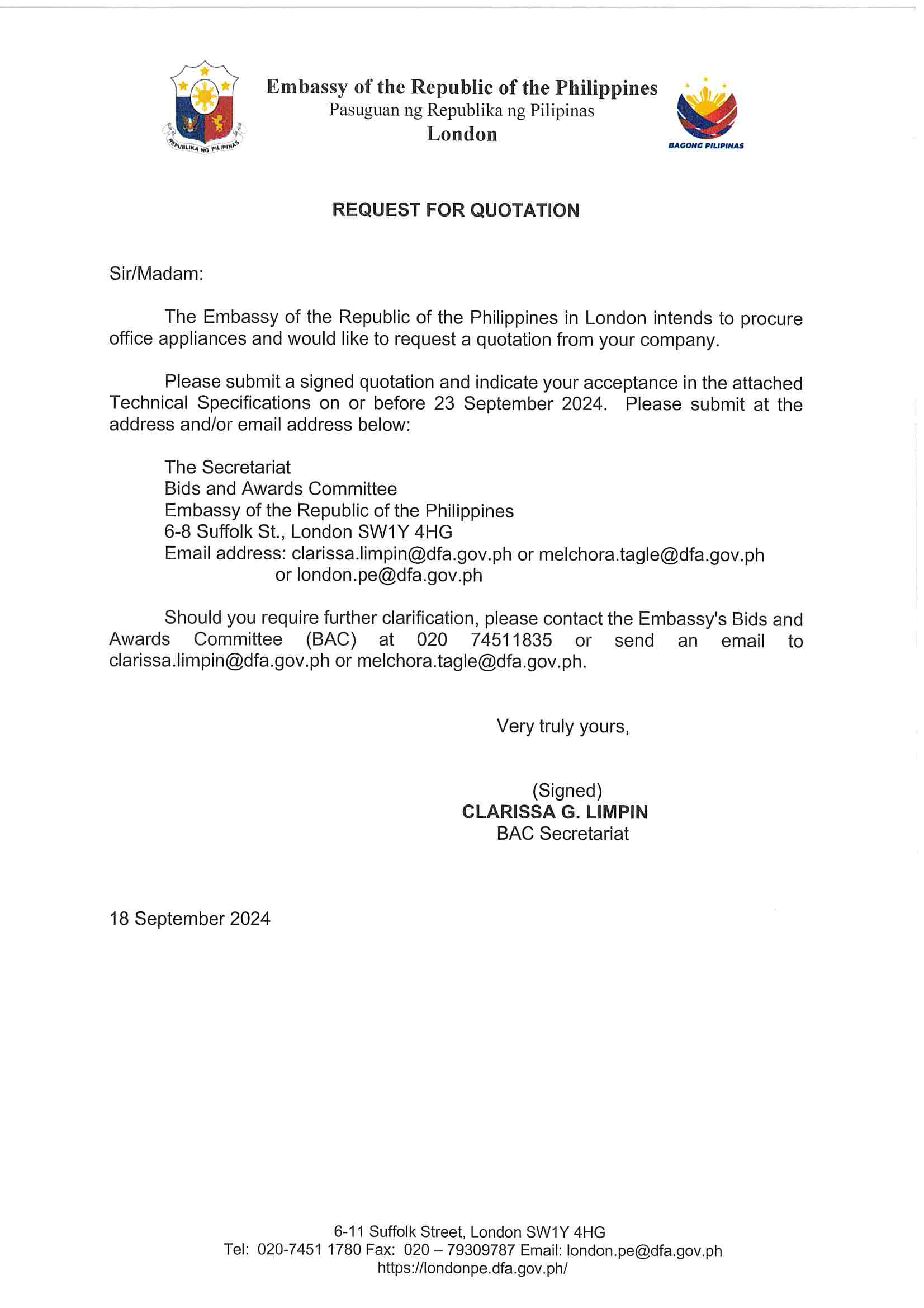 RFQ.PROCUREMENT OF OFFICE APPLIANCES Page 1