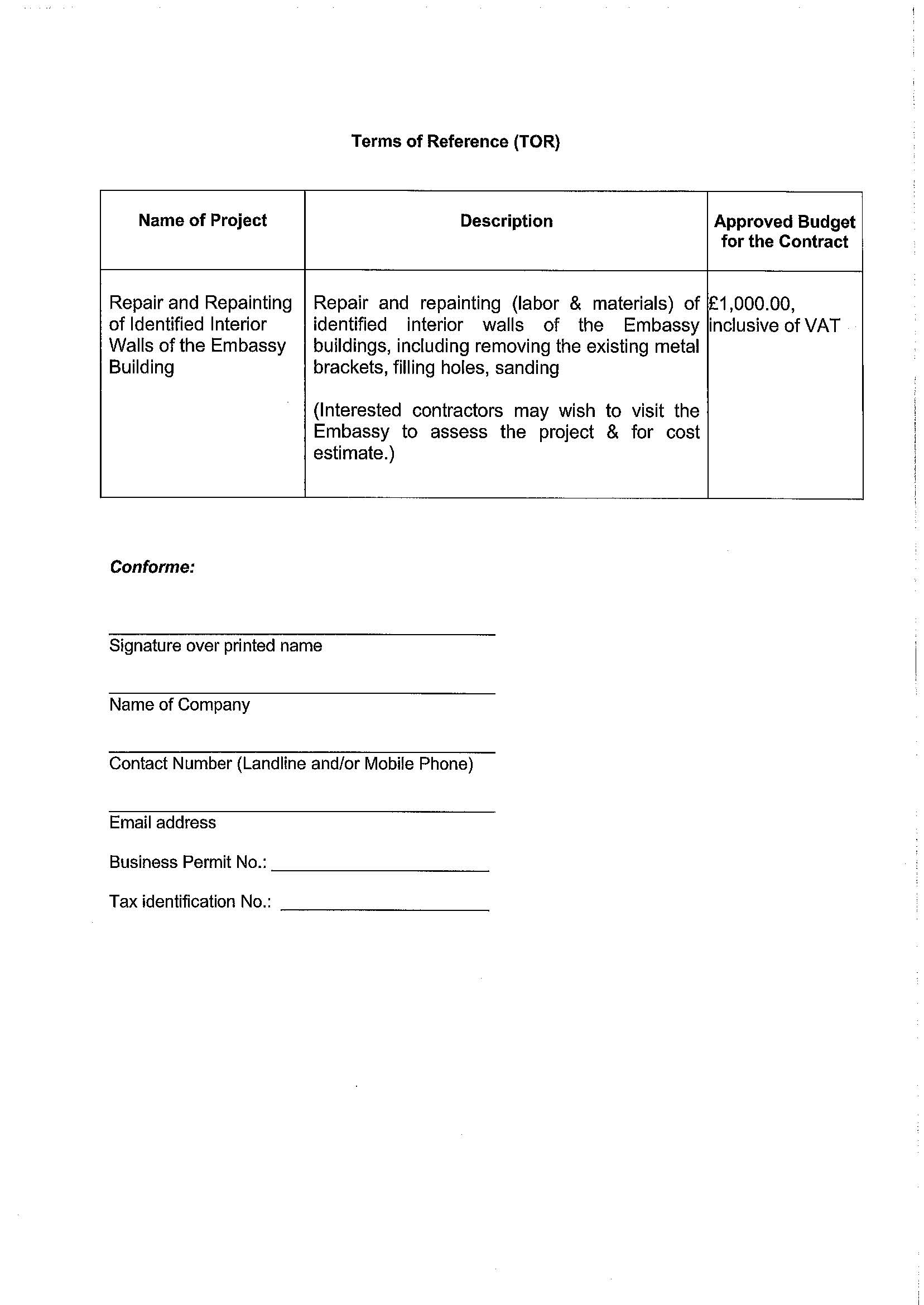 RFQ.REPAIR REPAINTING OF IDENTIFIED INTERIOR WALLS IN THE EMBASSY Page 2