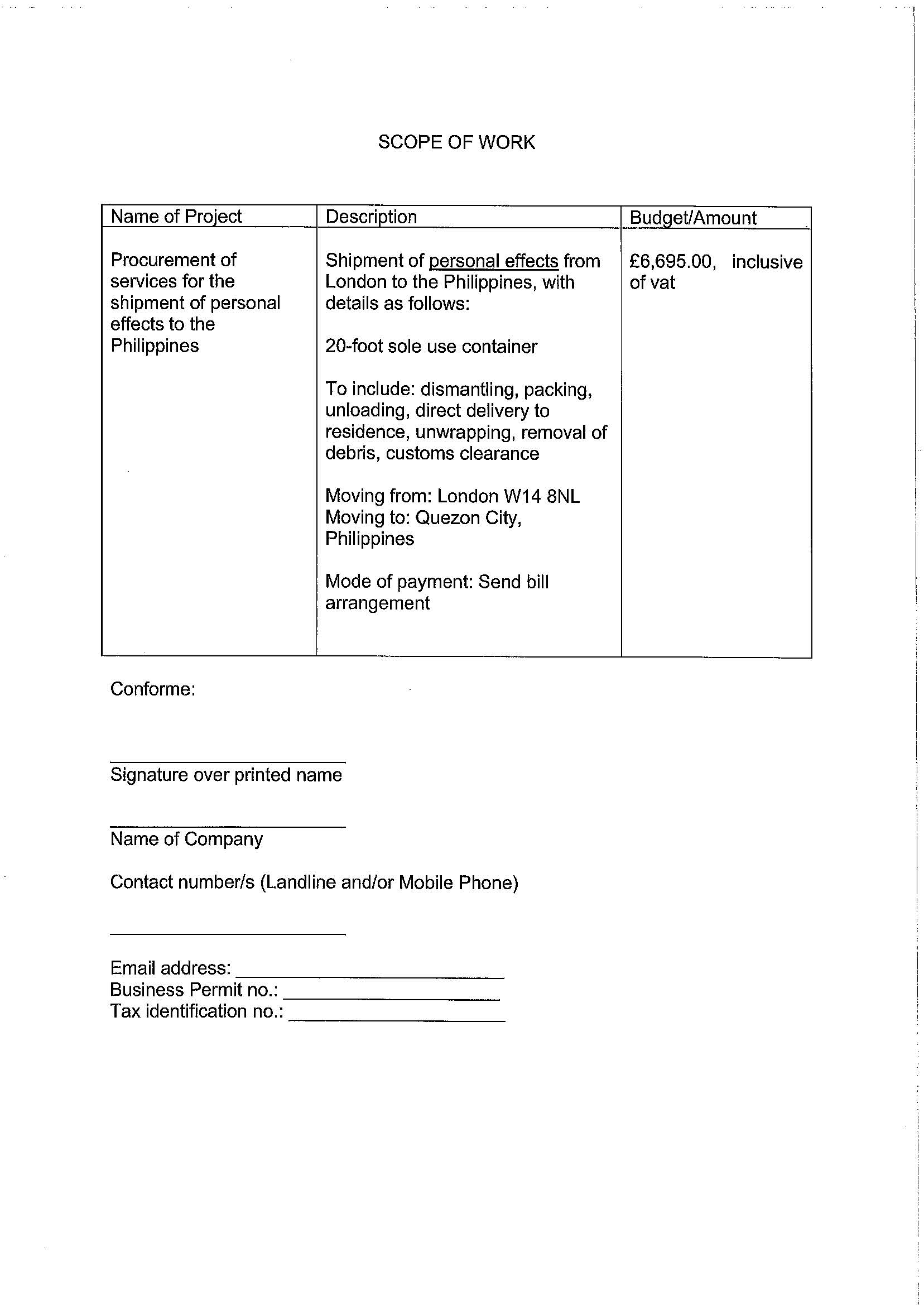 RFQ.SHIPMENT OF PERSONAL EFFECTS Page 2