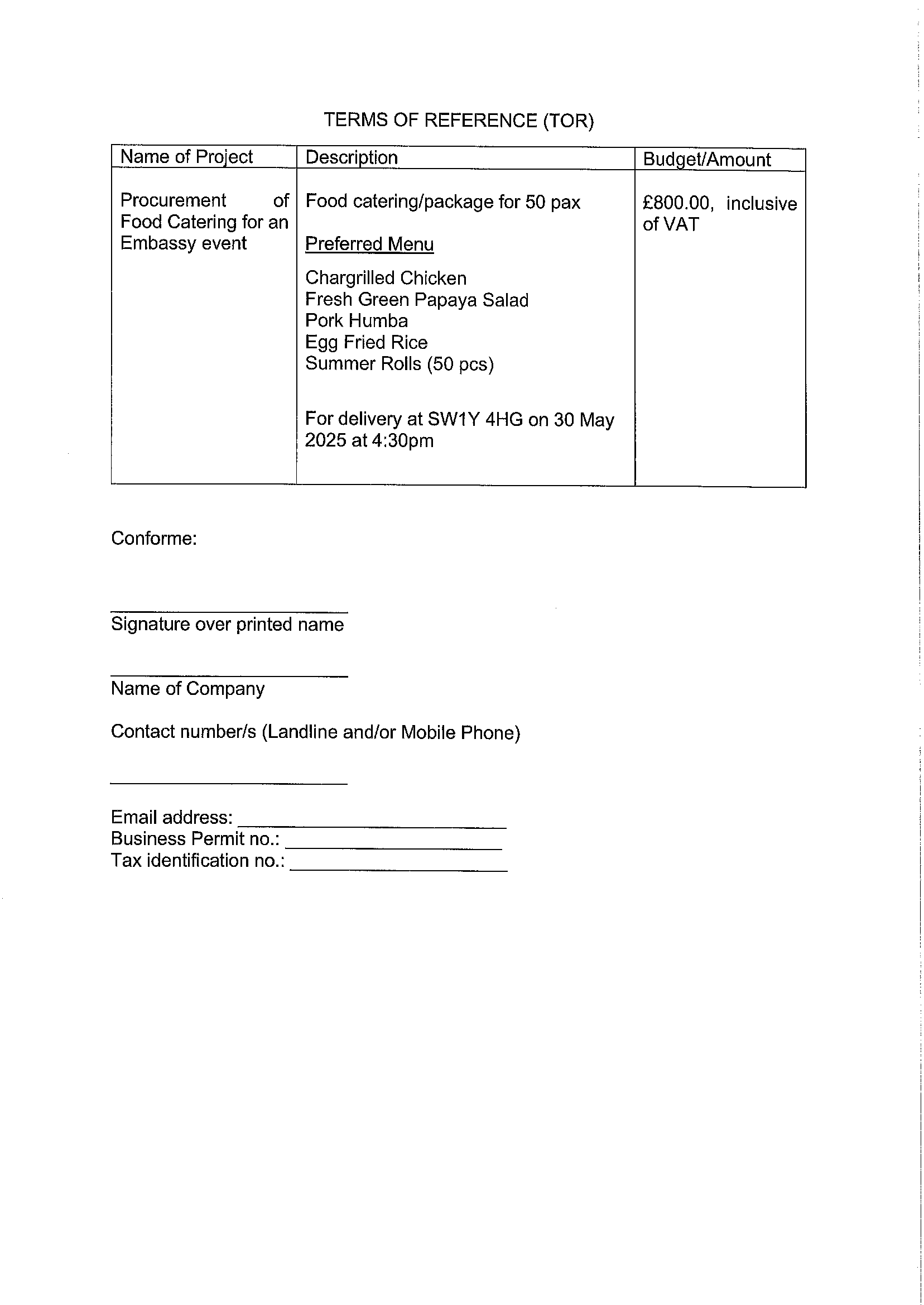 RFQ.FOOD CATERING ON 30 MAY 2025 Page 2