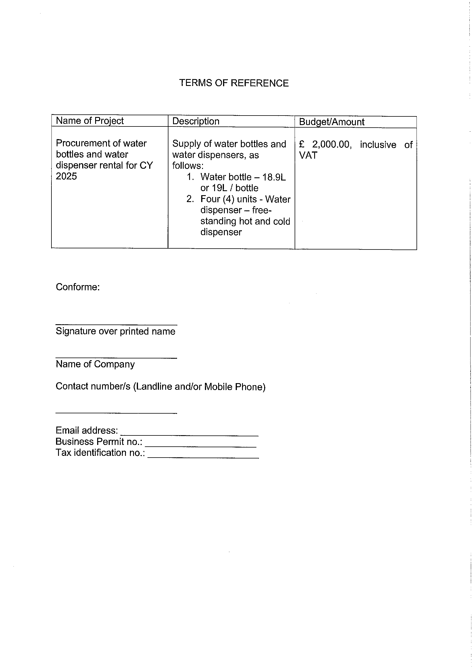 RFQ.WATER BOTTLES WATER DISPENSER RENTAL Page 2