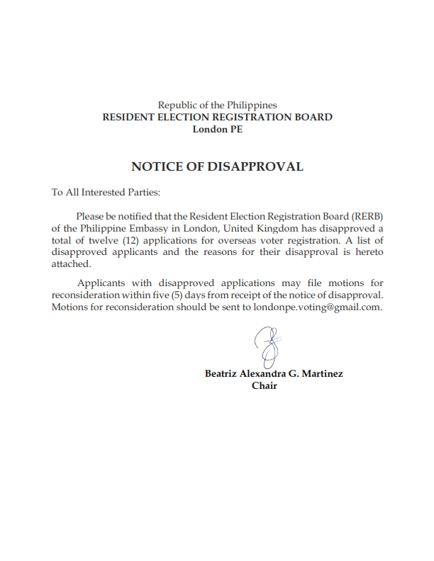 Notice of Disapproval 23Oct2021