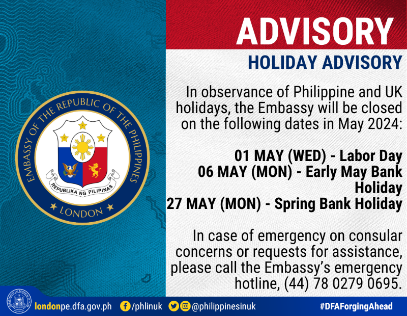 Holiday Advisory May 2024